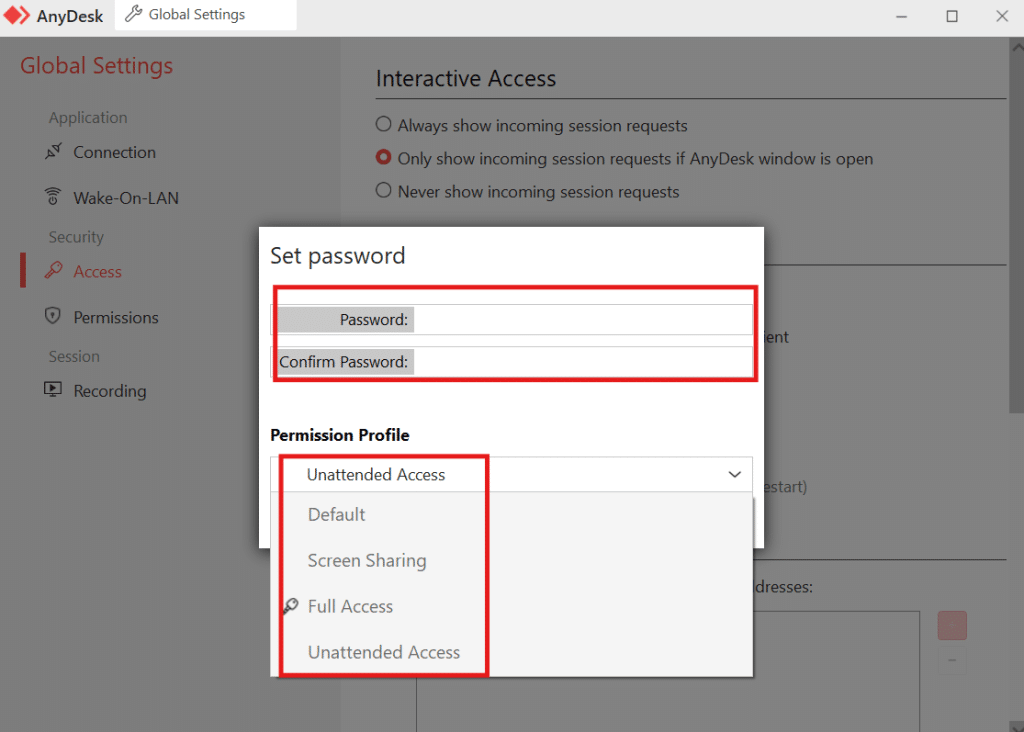 Anydesk Password Setup