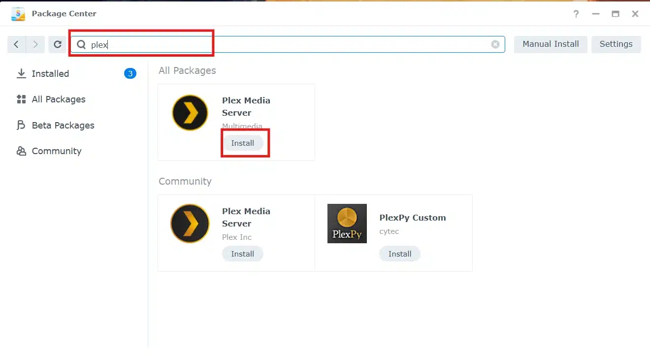 Install Plex on Synology