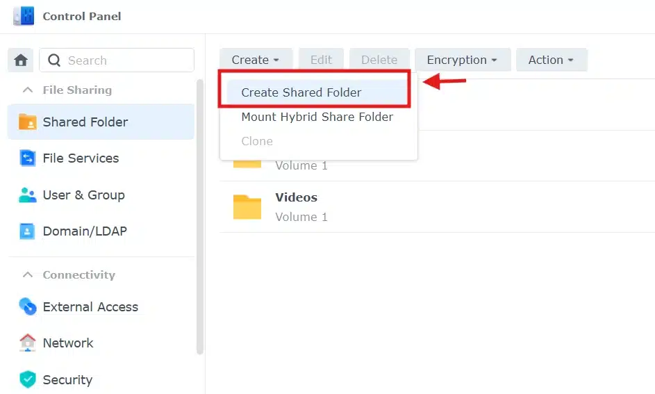 create shared folder